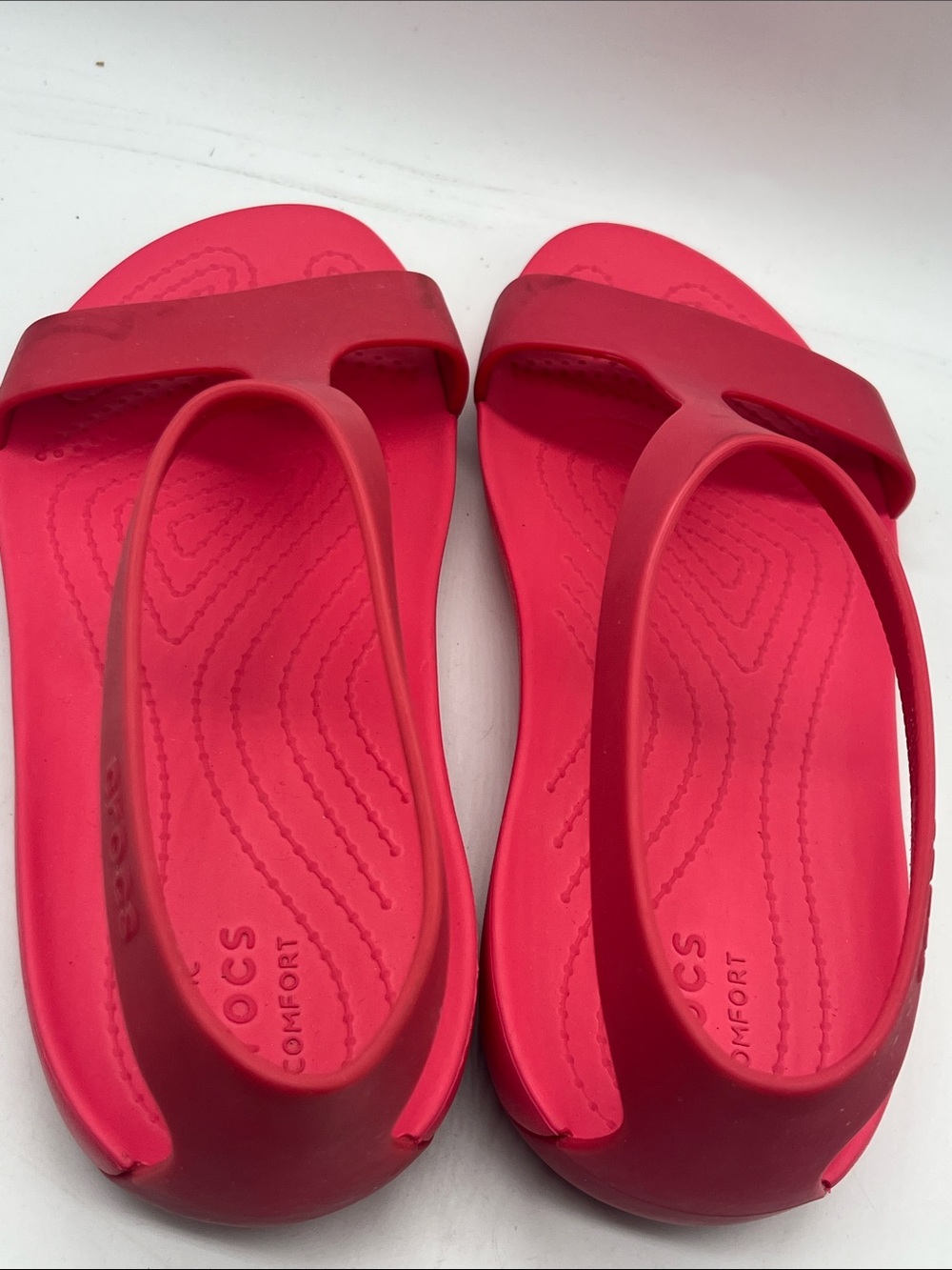 Crocs Serena Sandal/flip Flop Womens Size:5 T-Strap Comfort Watermelon Pink - Picture 8 of 8